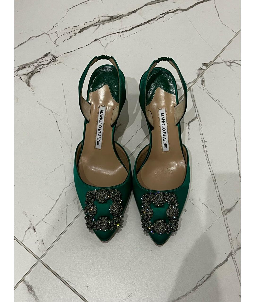 MANOLO BLAHNIK Зеленые кожаные эспадрильи, фото 3