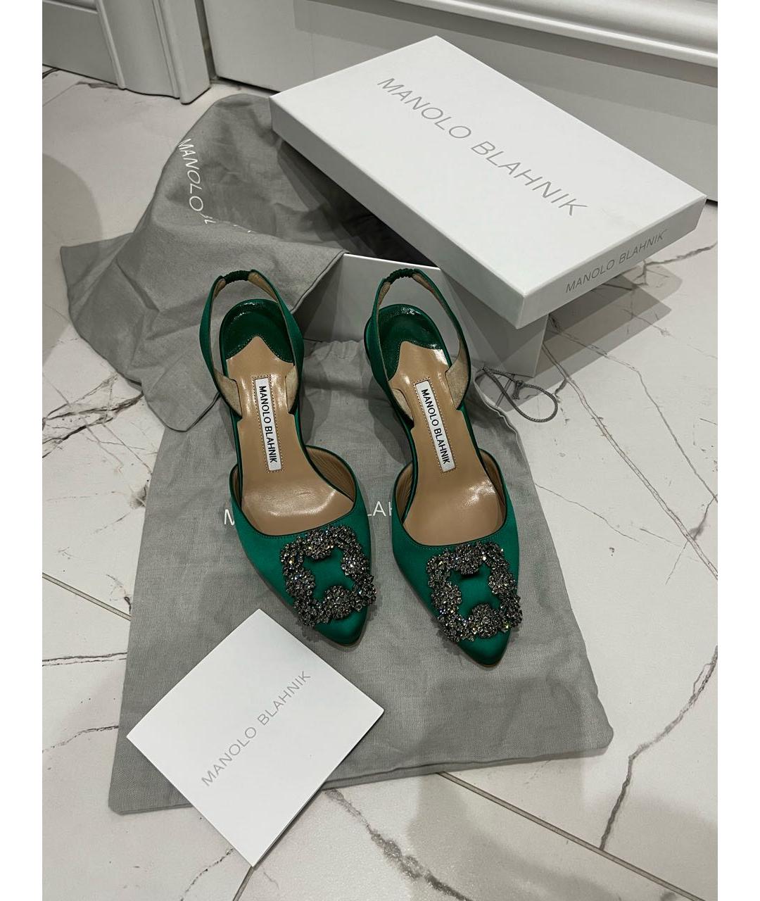 MANOLO BLAHNIK Зеленые кожаные эспадрильи, фото 6