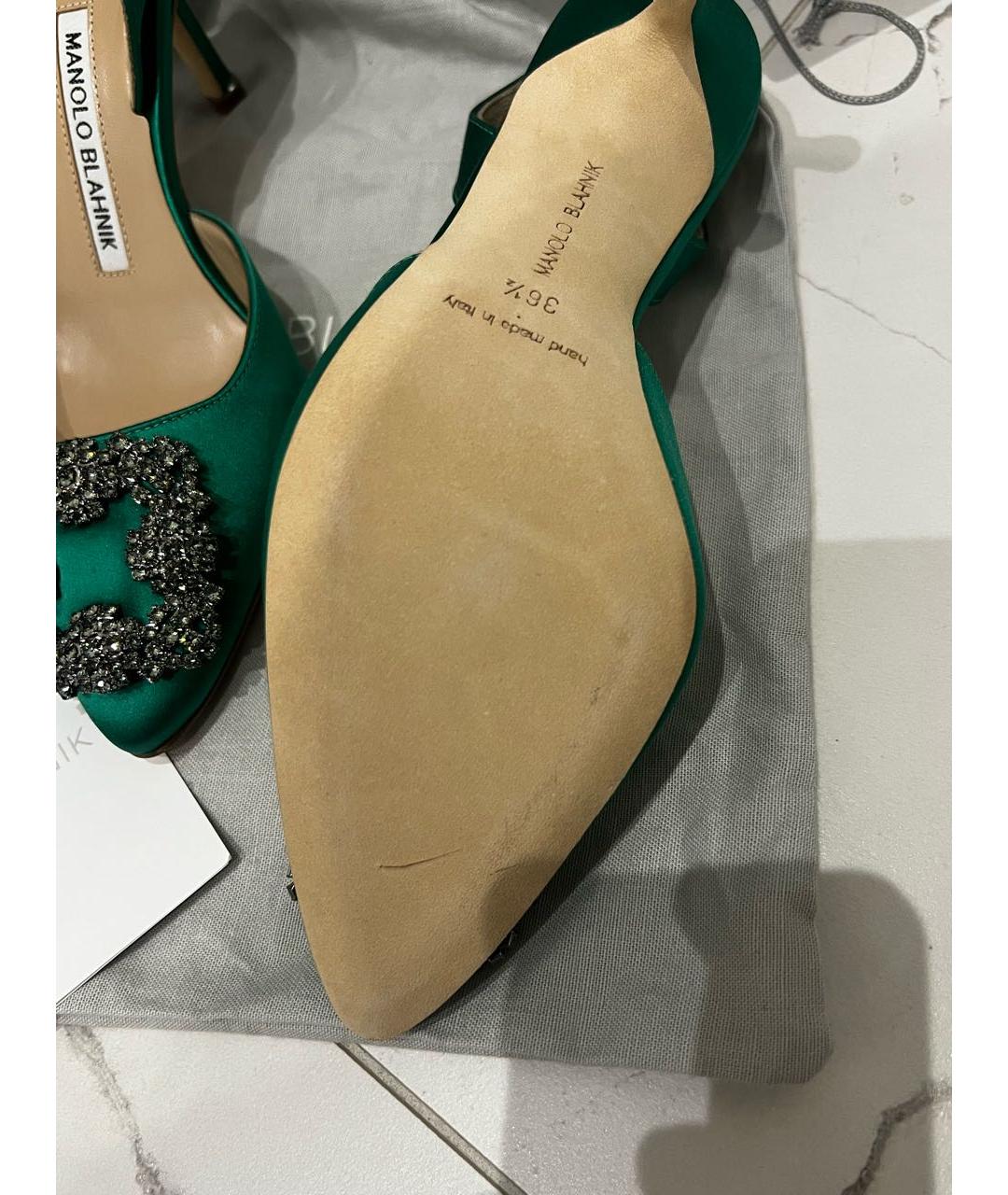 MANOLO BLAHNIK Зеленые кожаные эспадрильи, фото 8