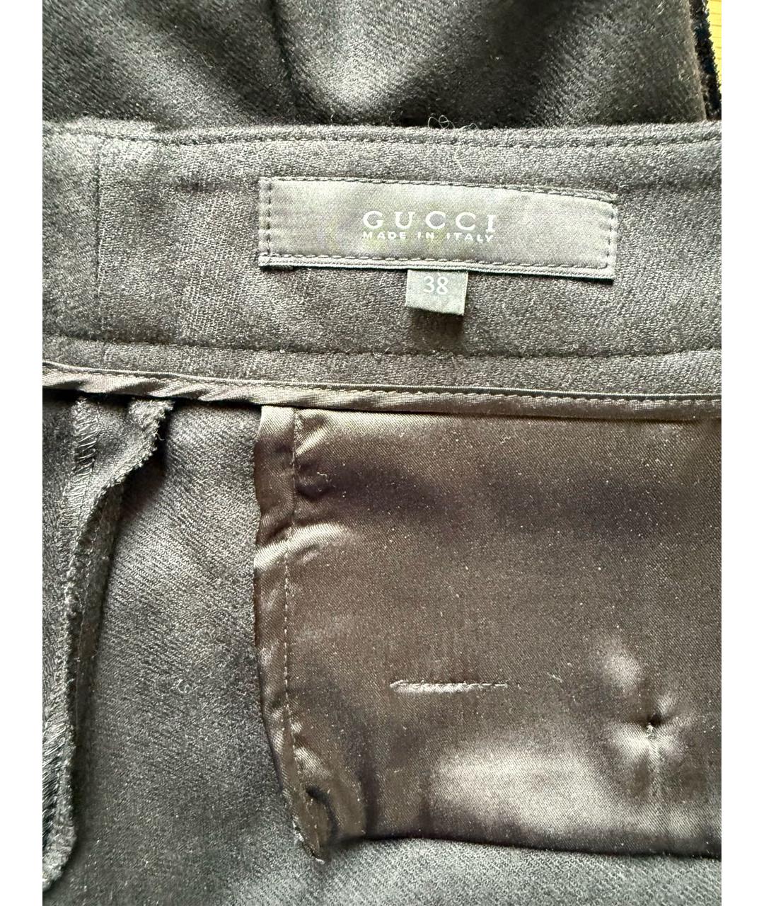 GUCCI Черные шерстяные прямые брюки, фото 5