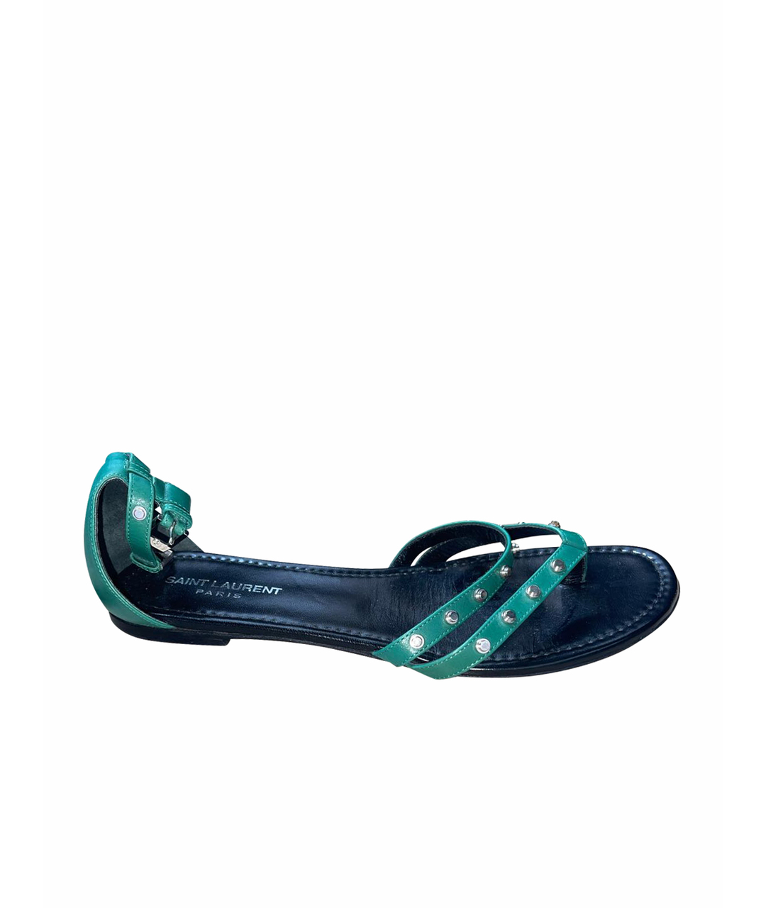 SAINT LAURENT Зеленые кожаные сандалии, фото 1