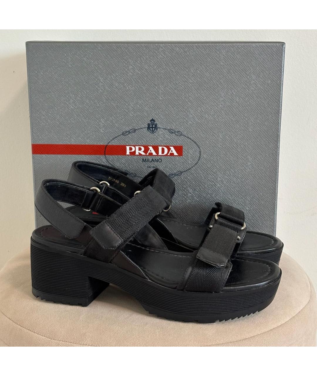 PRADA Черные босоножки, фото 2