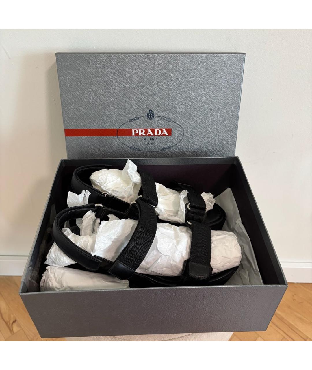 PRADA Черные босоножки, фото 8
