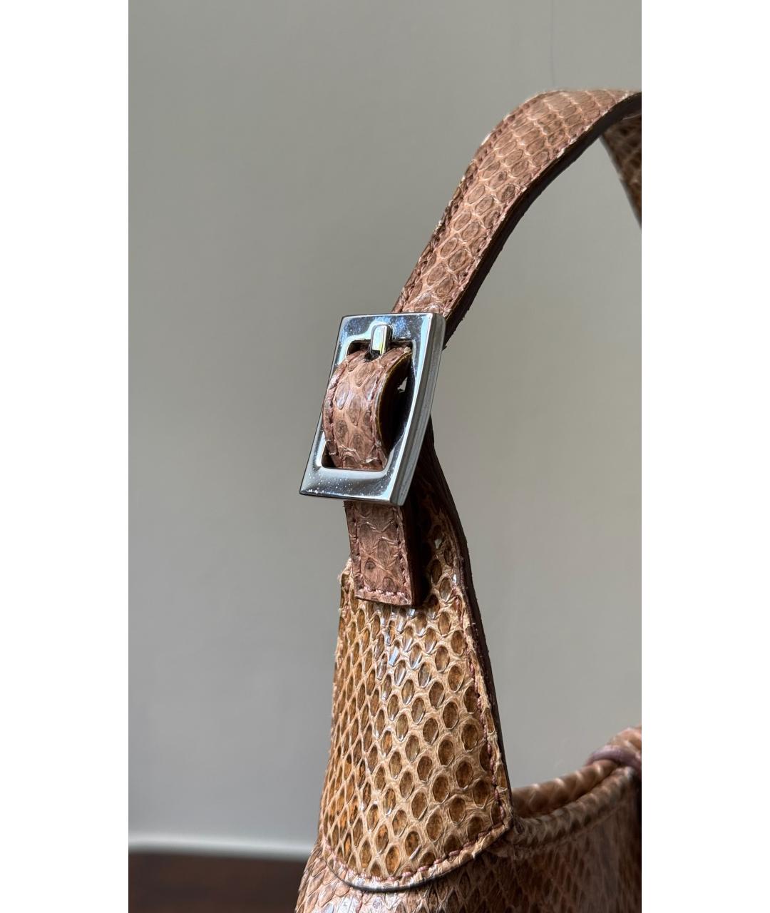 GUCCI Бежевая сумка с короткими ручками из экзотической кожи, фото 4