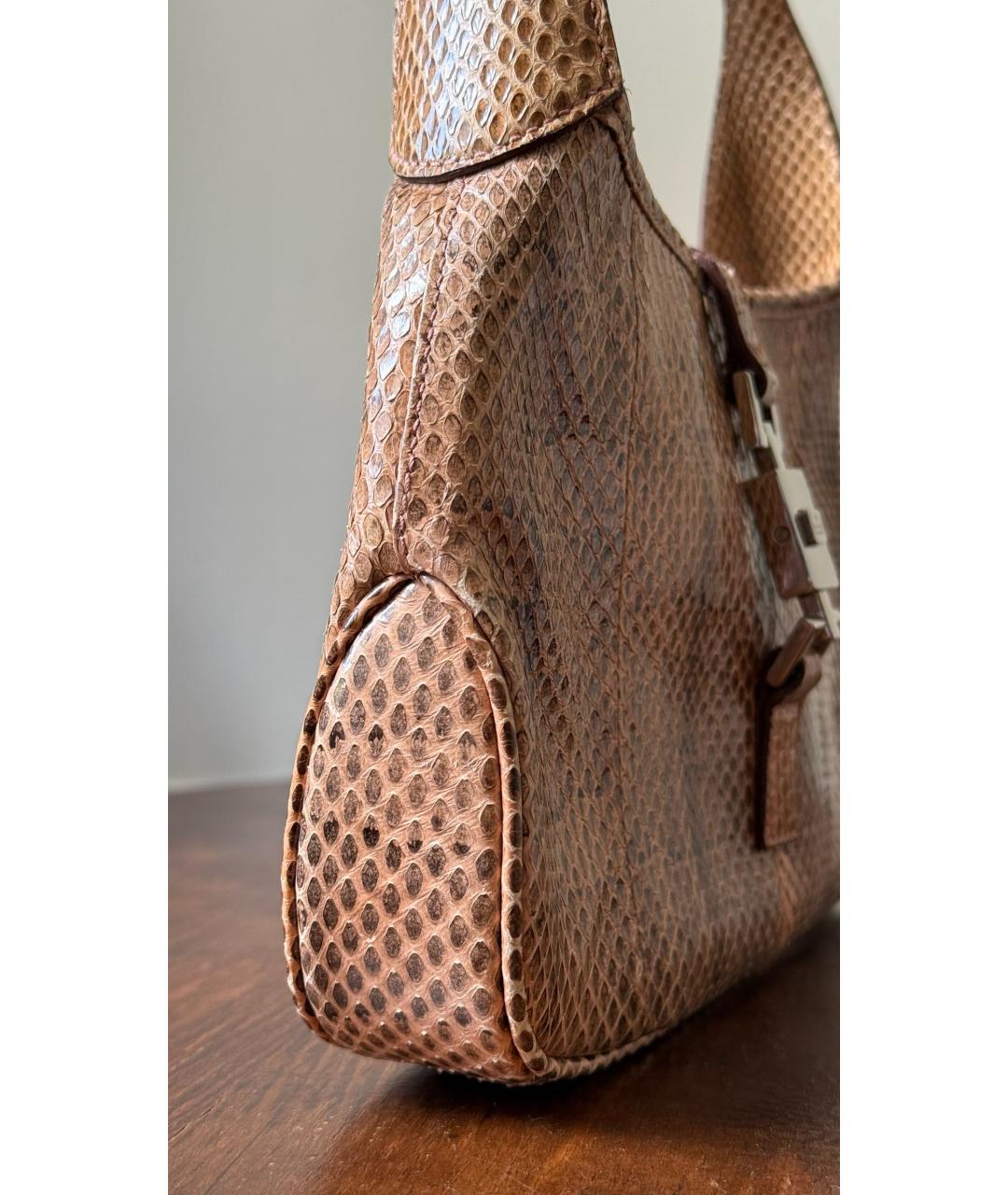 GUCCI Бежевая сумка с короткими ручками из экзотической кожи, фото 6