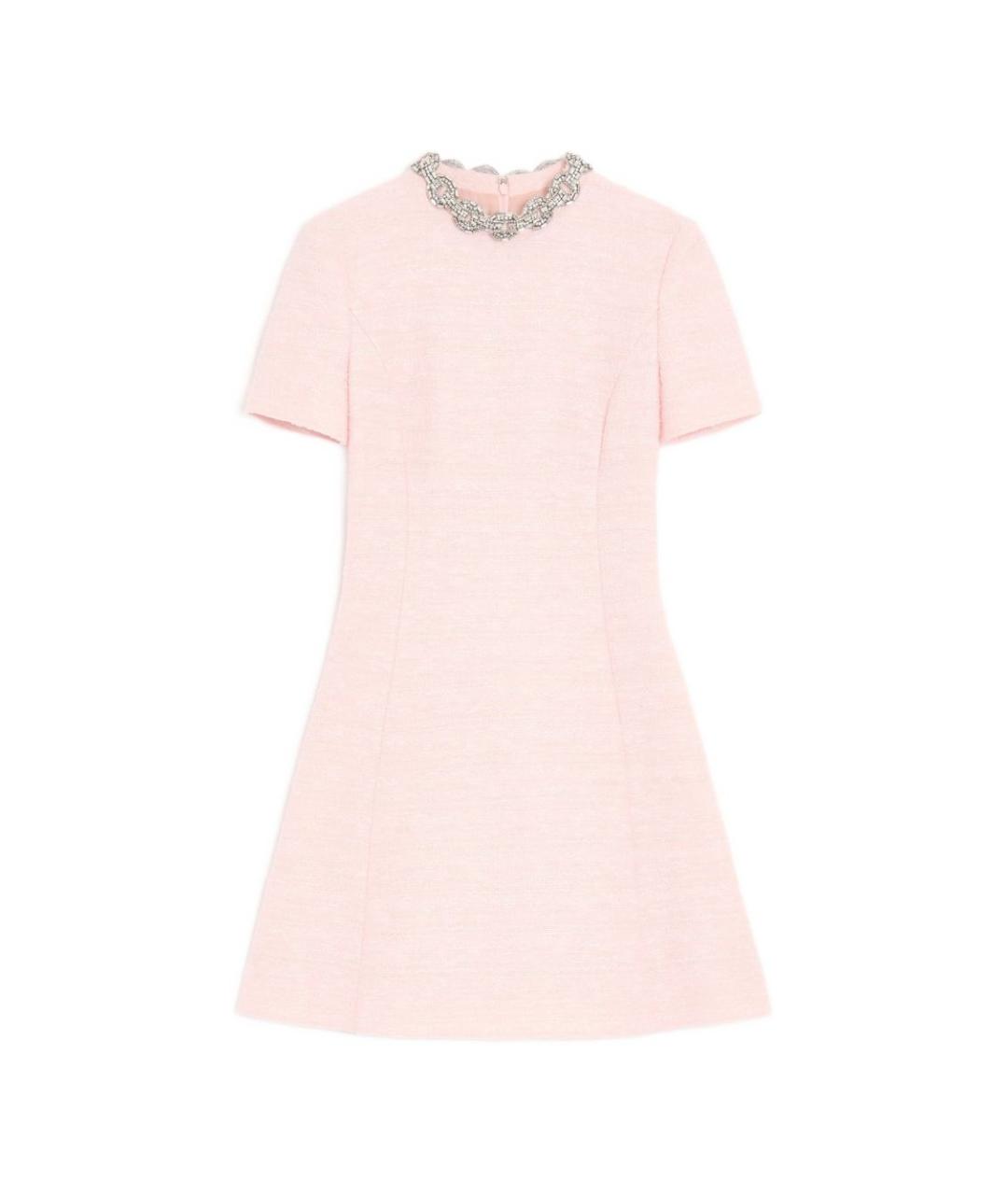 VALENTINO Розовое твидовое повседневное платье, фото 1