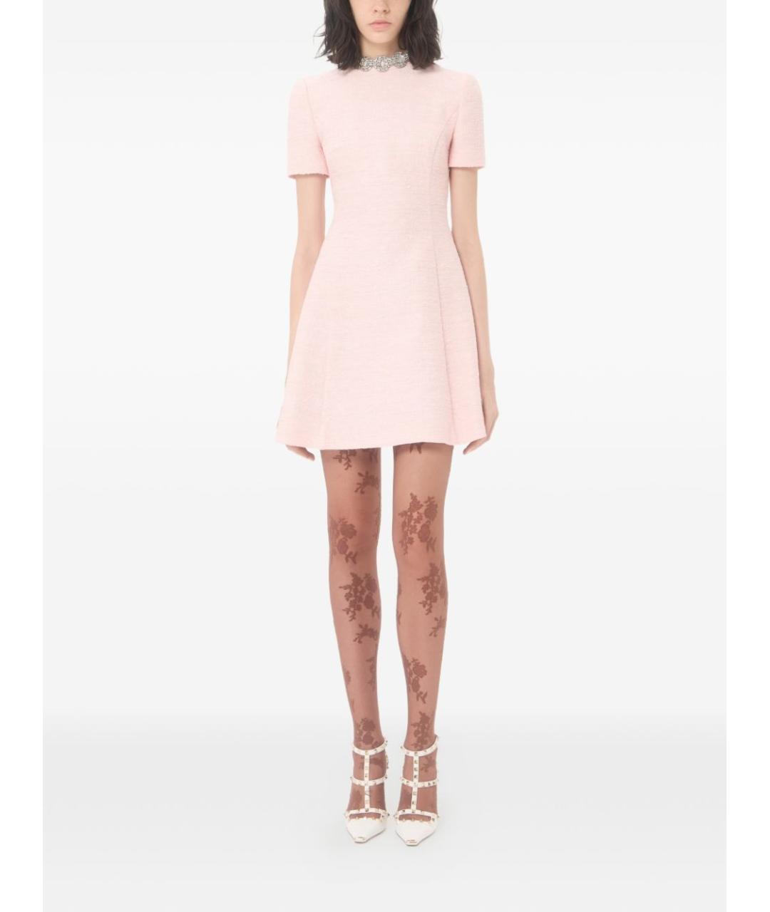 VALENTINO Розовое твидовое повседневное платье, фото 3