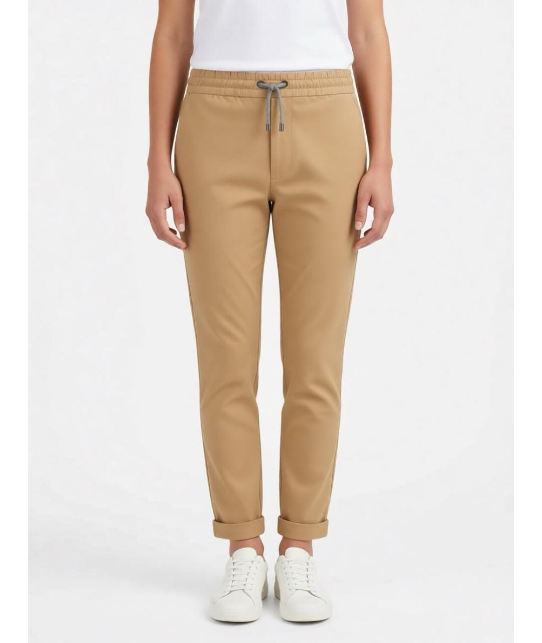 BRUNELLO CUCINELLI Горчичные хлопко-эластановые спортивные брюки и шорты, фото 3