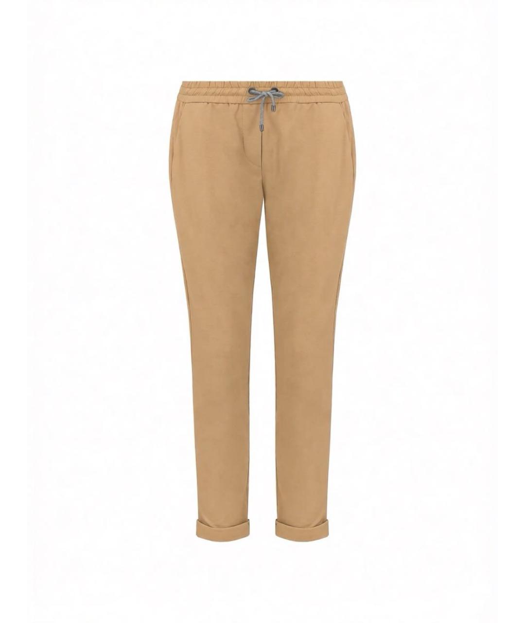 BRUNELLO CUCINELLI Горчичные хлопко-эластановые спортивные брюки и шорты, фото 1