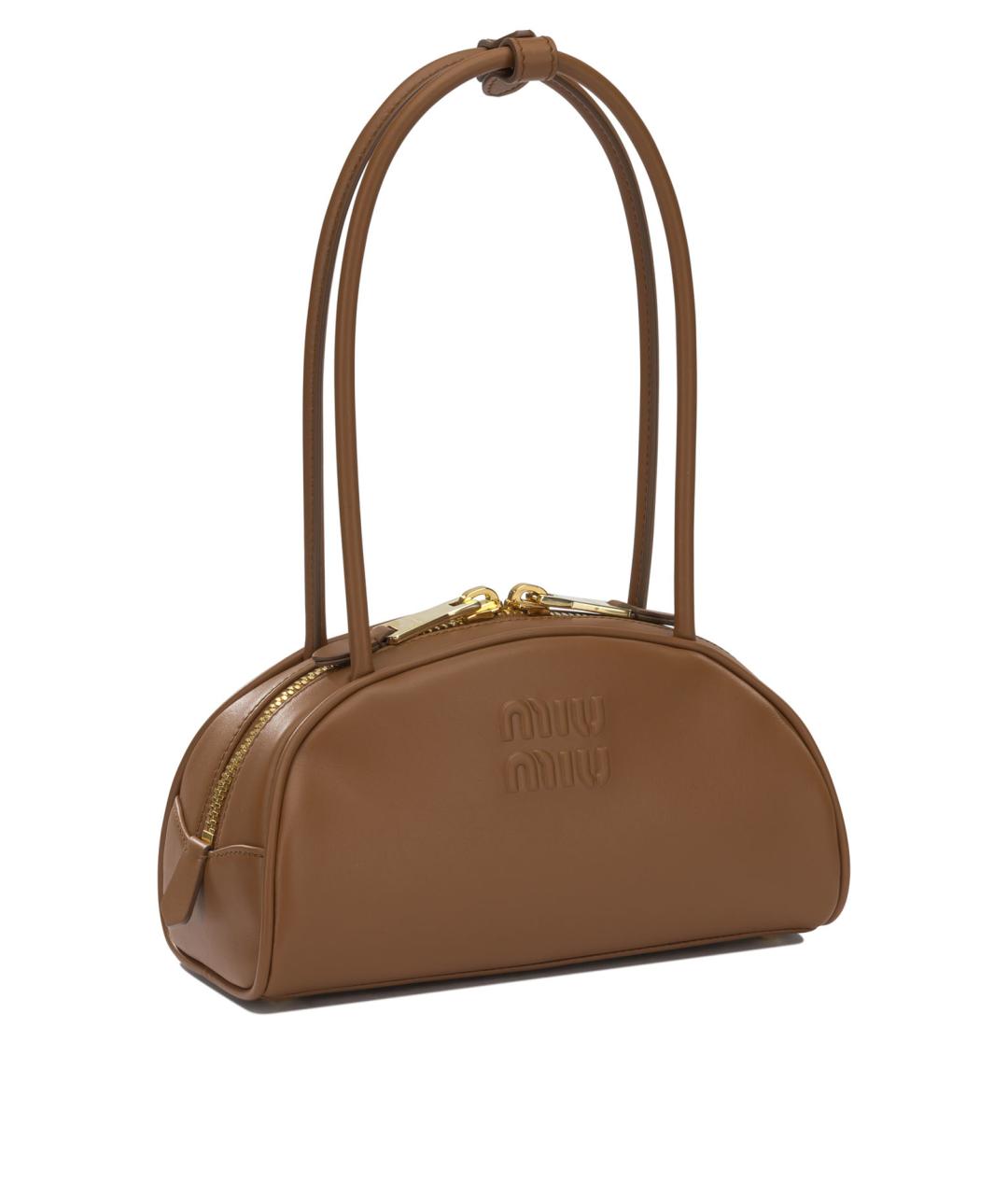 MIU MIU Коричневая кожаная сумка с короткими ручками, фото 2