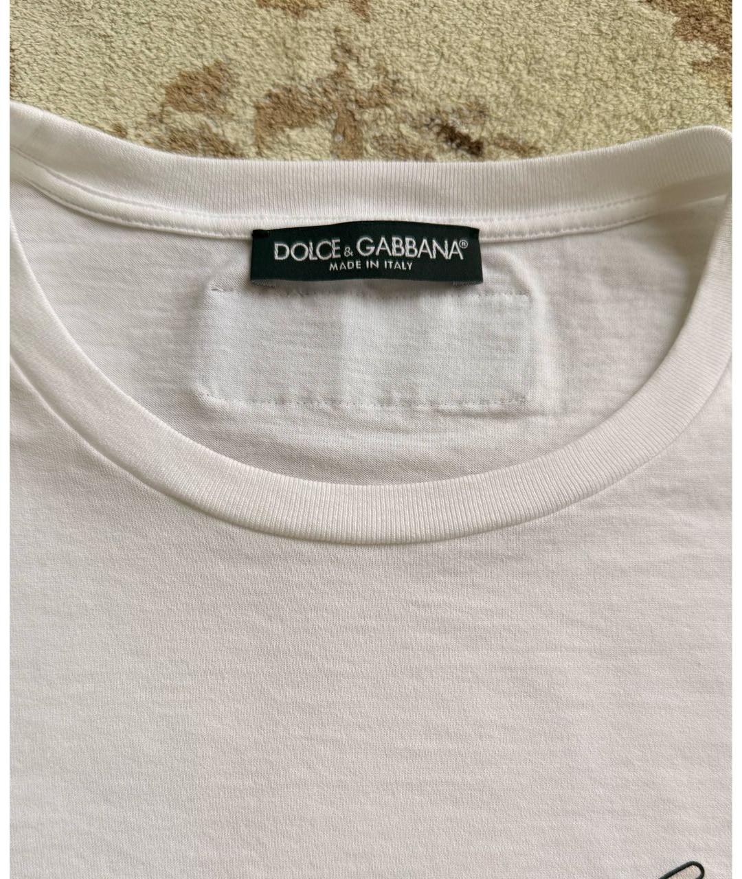 DOLCE&GABBANA Белая хлопковая футболка, фото 3