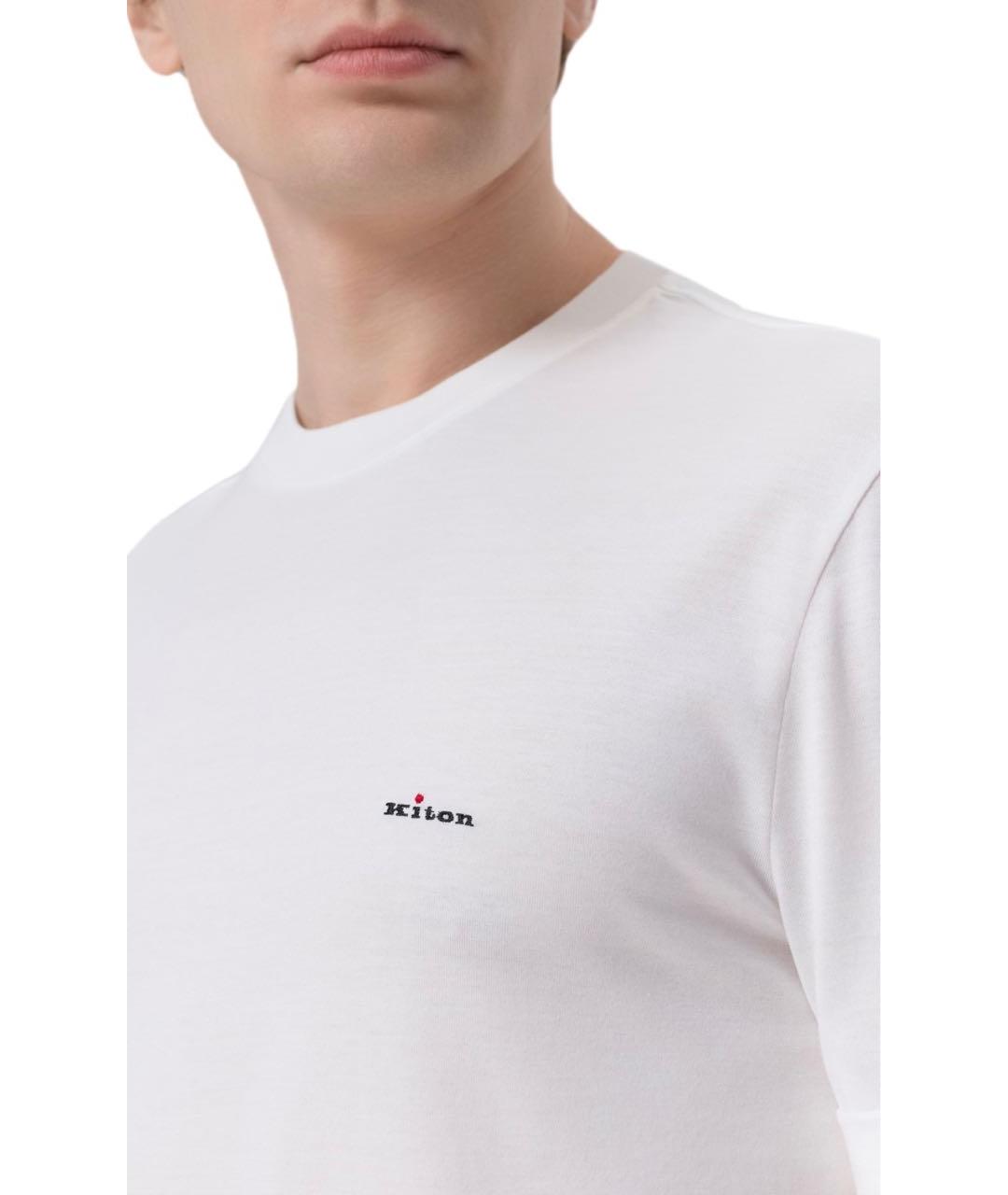 KITON Белая хлопковая футболка, фото 4