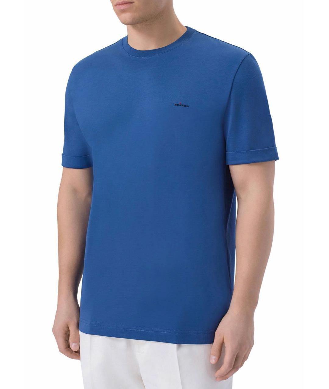 KITON Синяя хлопковая футболка, фото 2