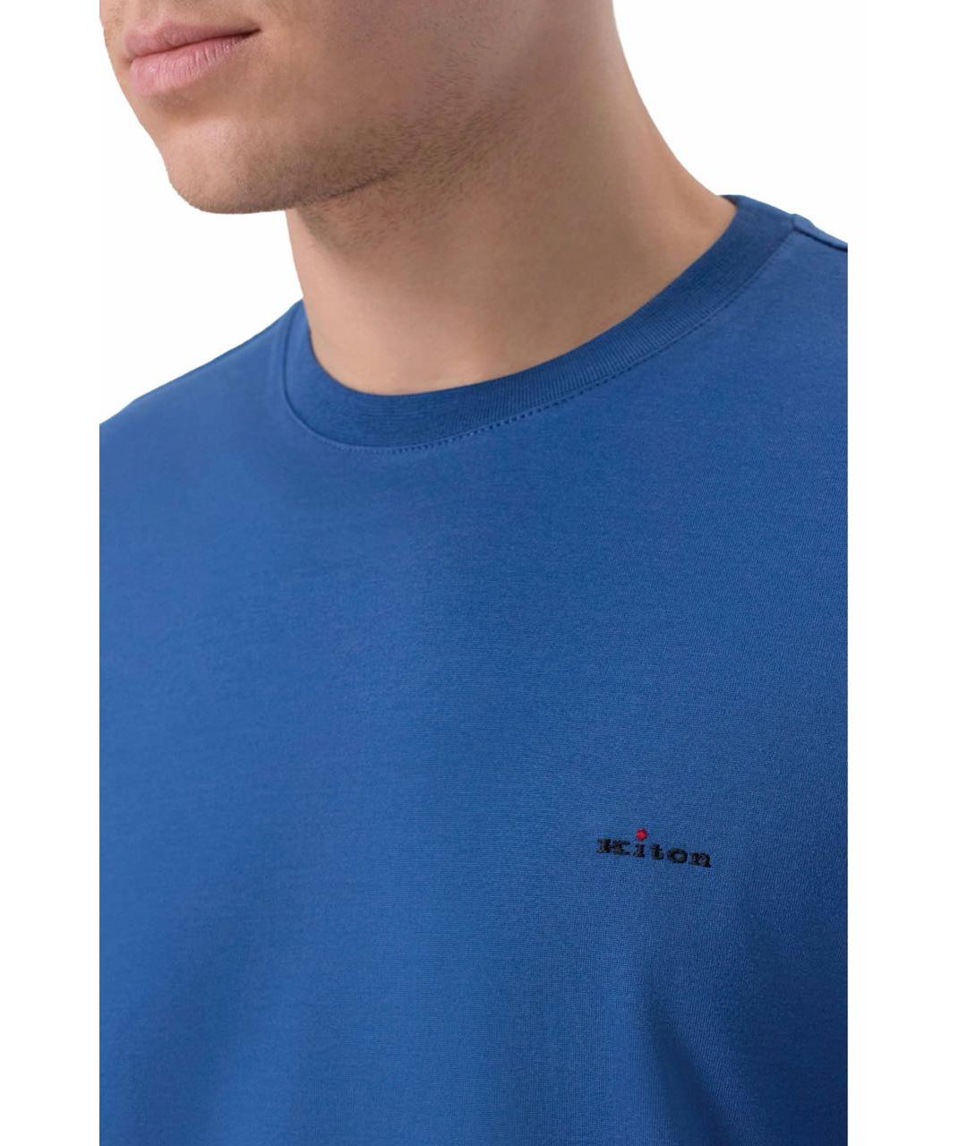 KITON Синяя хлопковая футболка, фото 4