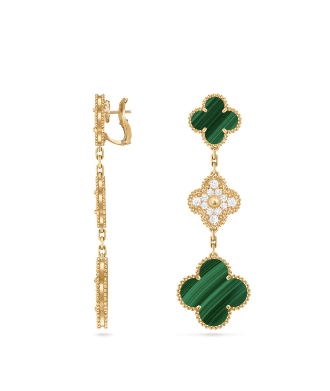 VAN CLEEF & ARPELS Зеленые серьги из желтого золота, фото 2