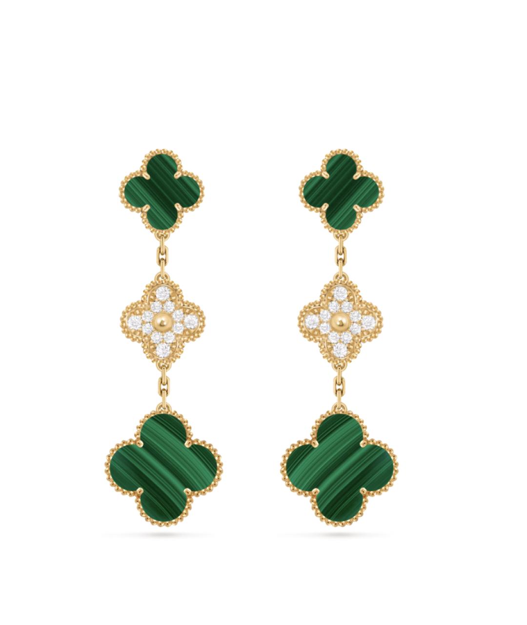 VAN CLEEF & ARPELS Зеленые серьги из желтого золота, фото 3