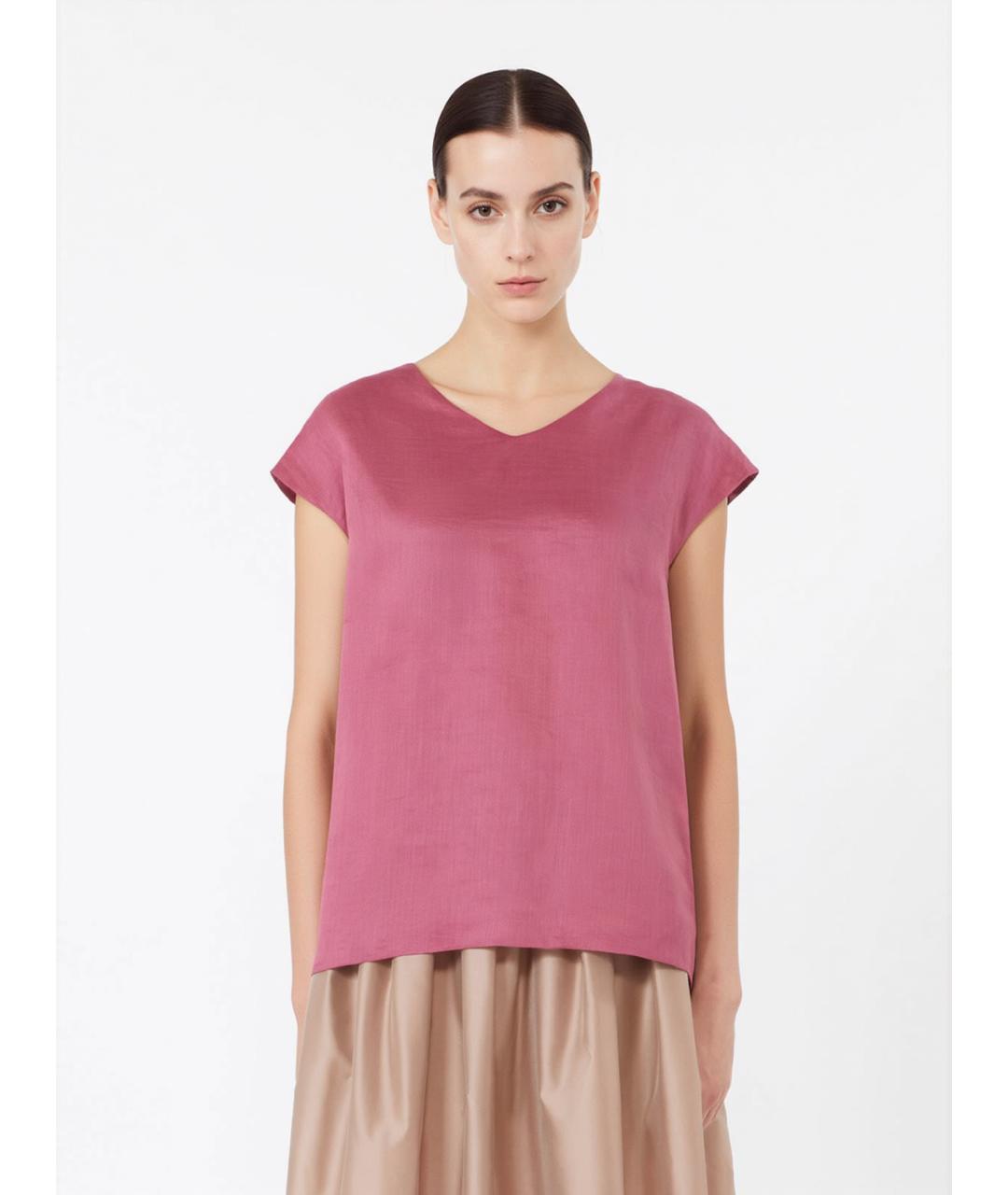 'S MAX MARA Розовая льняная футболка, фото 3