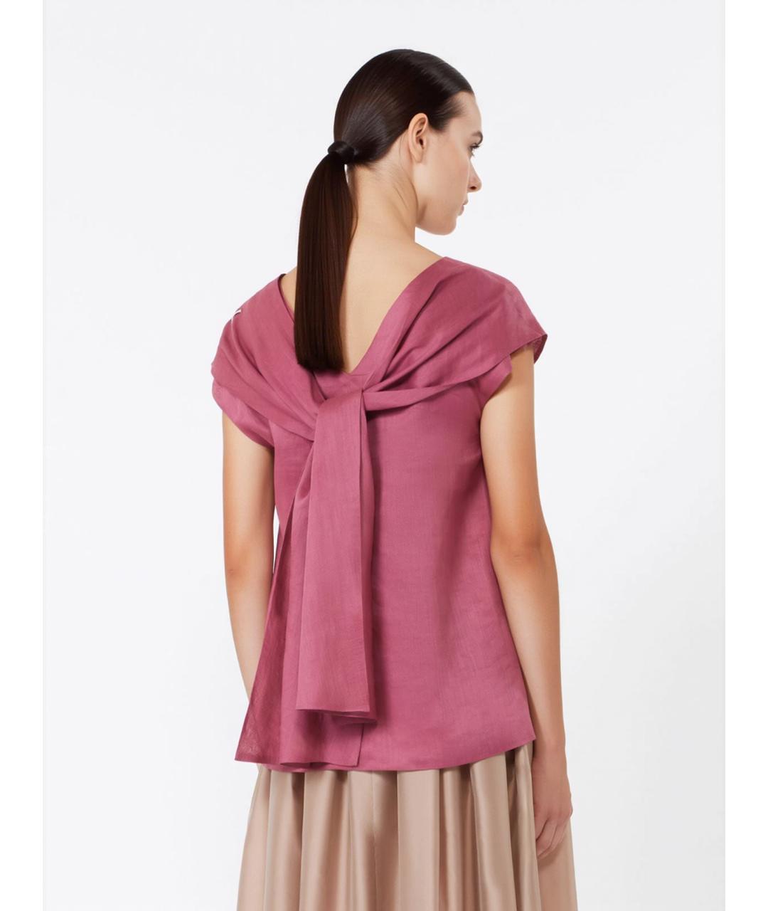 'S MAX MARA Розовая льняная футболка, фото 4
