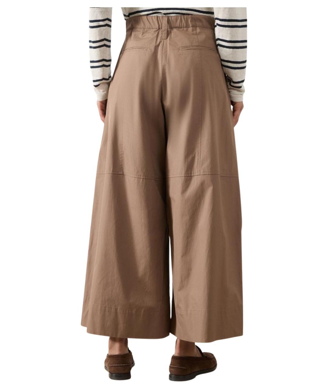 'S MAX MARA Коричневые хлопковые брюки широкие, фото 4
