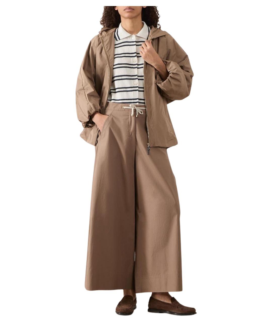 'S MAX MARA Коричневые хлопковые брюки широкие, фото 2