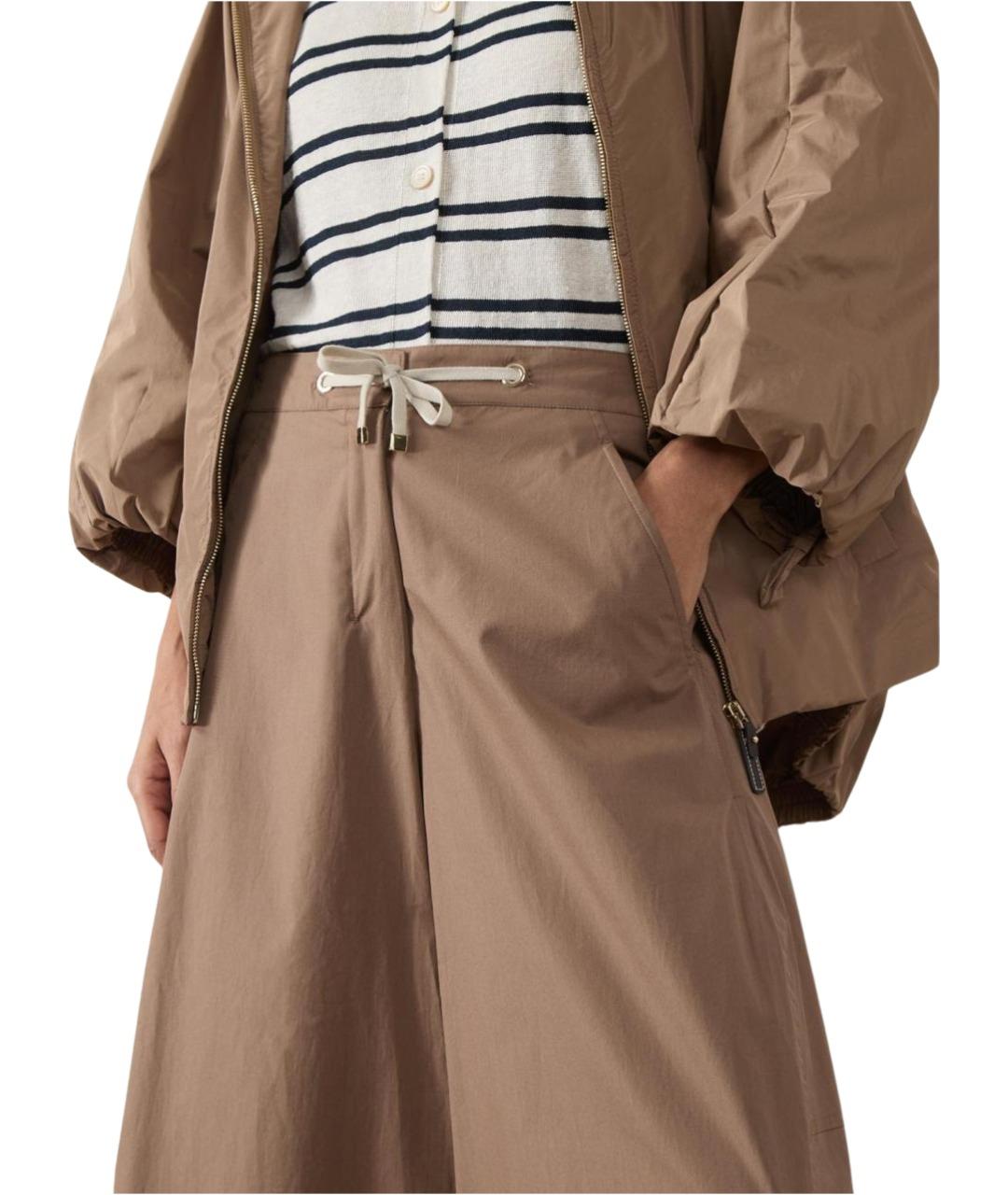 'S MAX MARA Коричневые хлопковые брюки широкие, фото 5