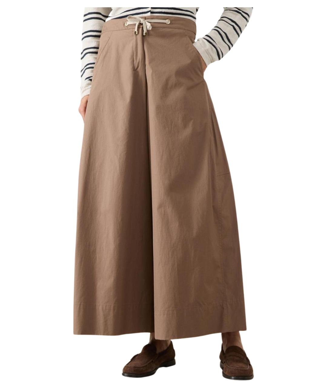 'S MAX MARA Коричневые хлопковые брюки широкие, фото 3