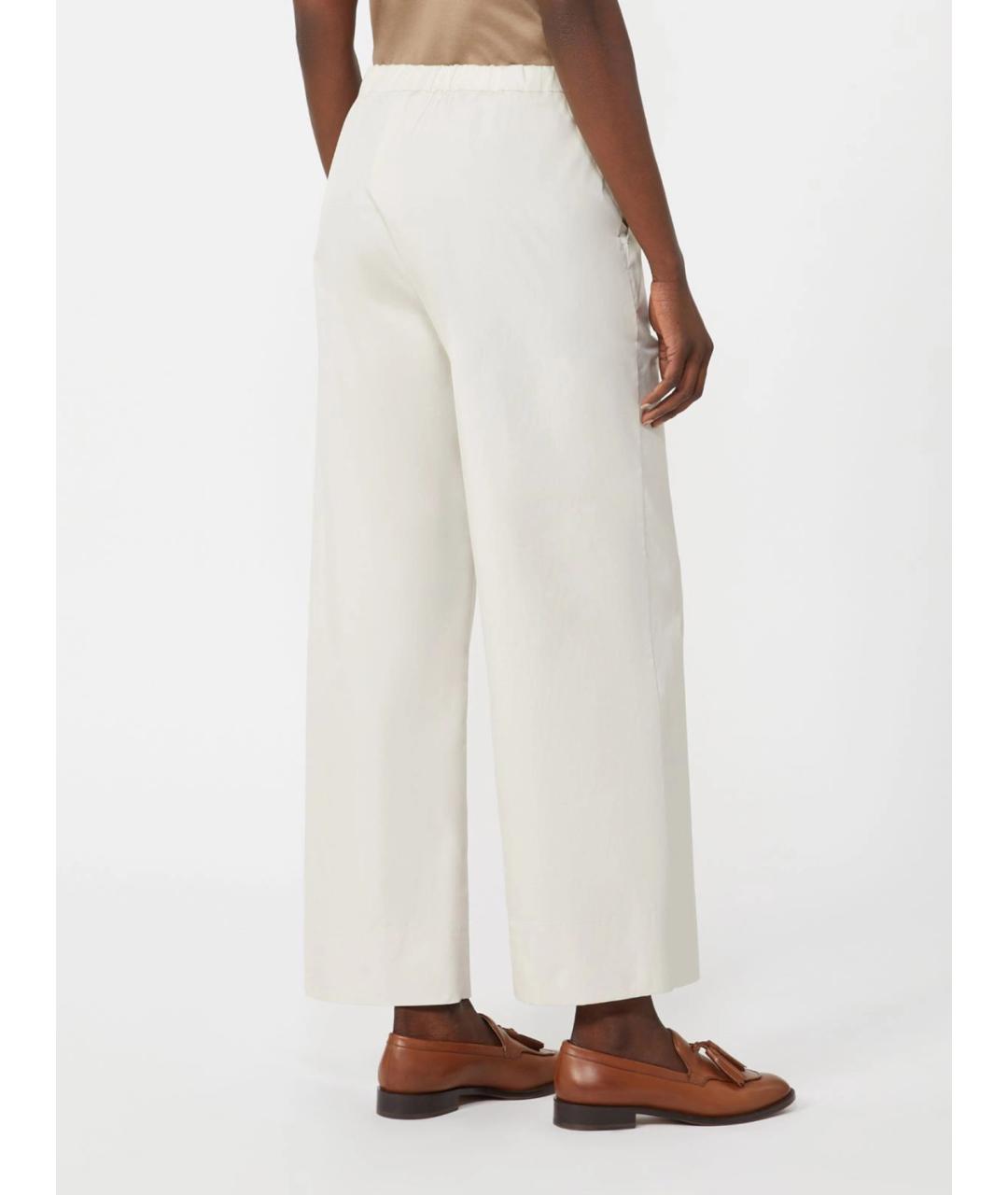 'S MAX MARA Белые хлопковые прямые брюки, фото 4