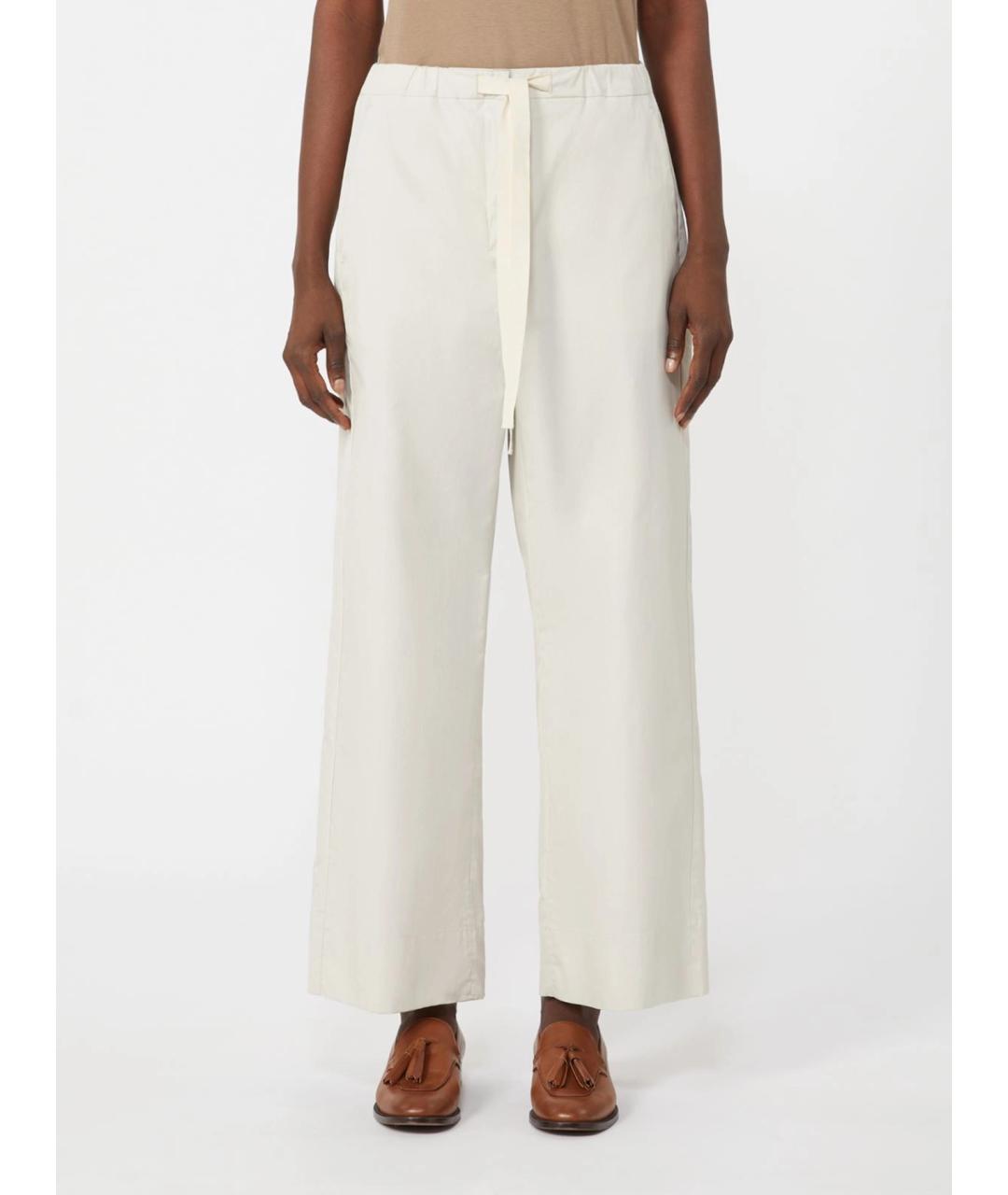 'S MAX MARA Белые хлопковые прямые брюки, фото 3