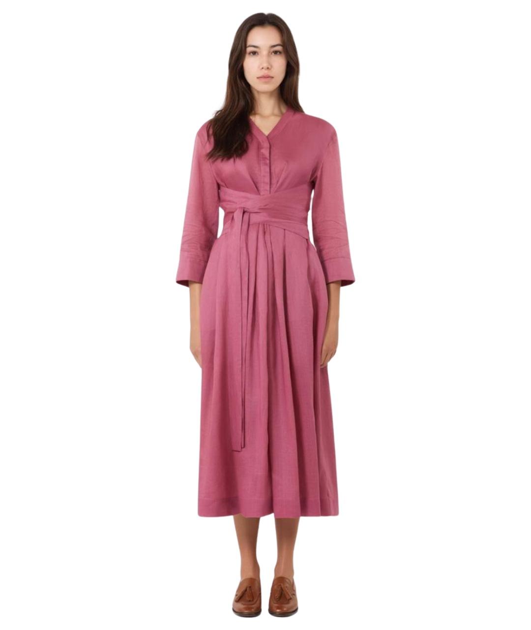 'S MAX MARA Розовое льняное повседневное платье, фото 3