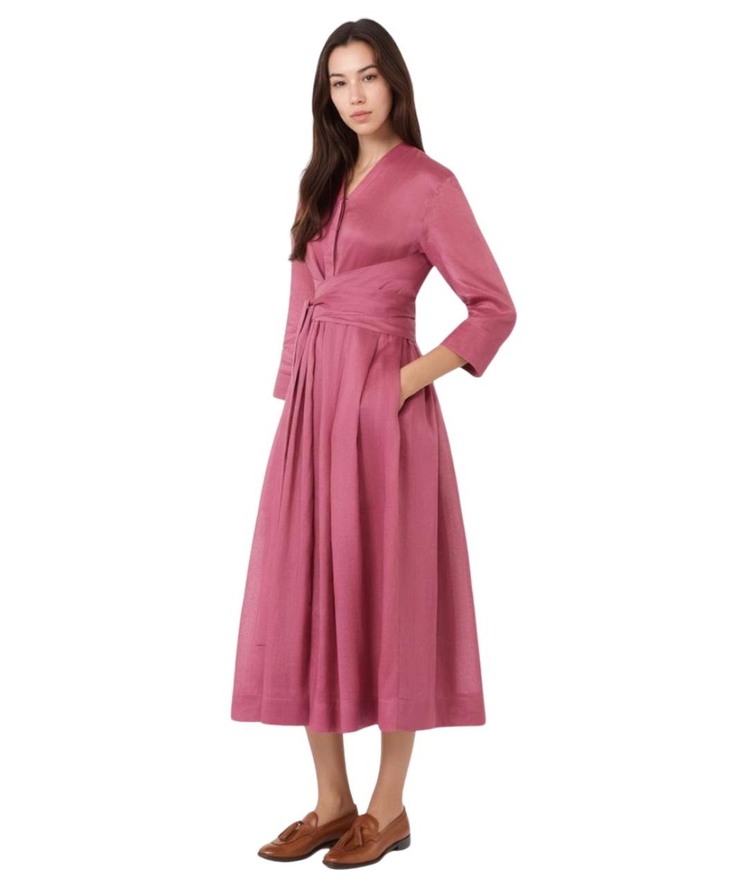 'S MAX MARA Розовое льняное повседневное платье, фото 2