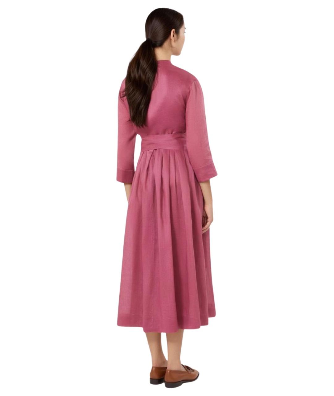 'S MAX MARA Розовое льняное повседневное платье, фото 4