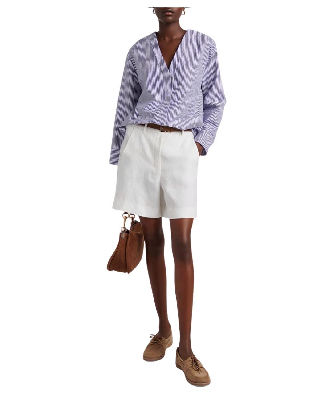 'S MAX MARA Белые льняные шорты, фото 2