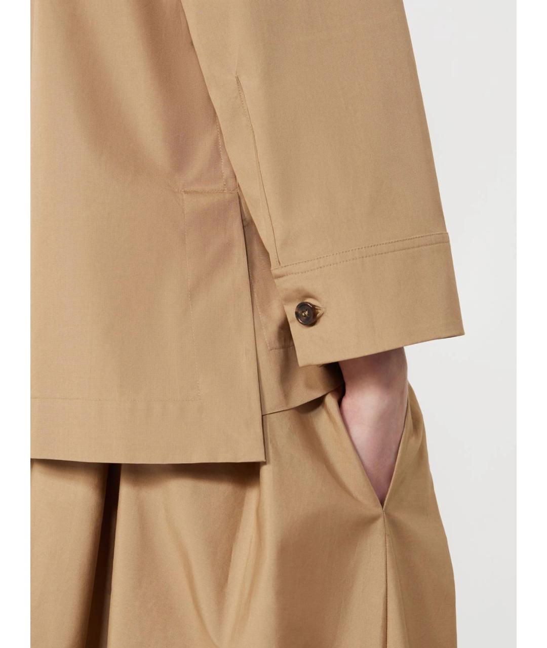 'S MAX MARA Бежевая хлопковая рубашка, фото 5