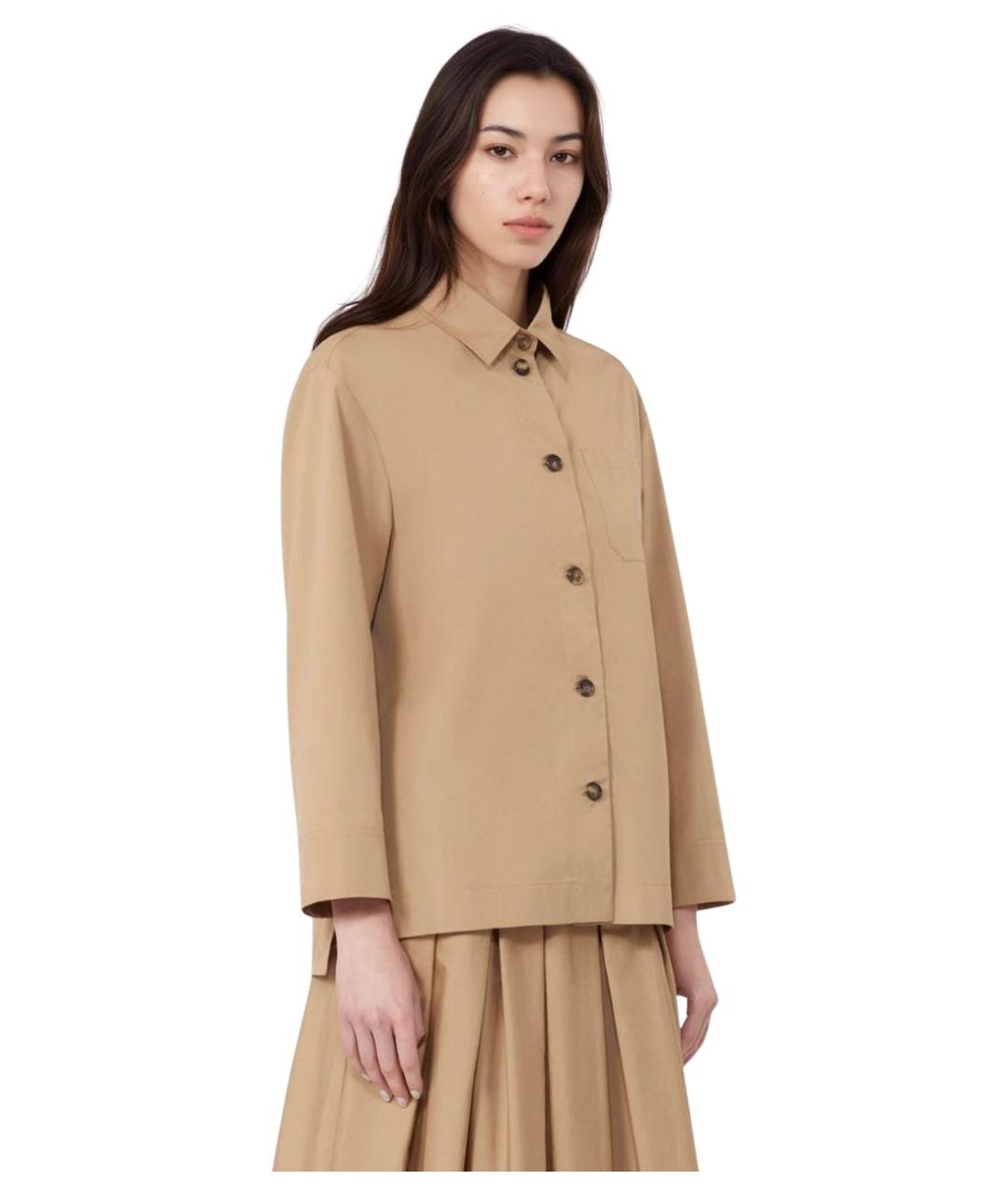 'S MAX MARA Бежевая хлопковая рубашка, фото 3