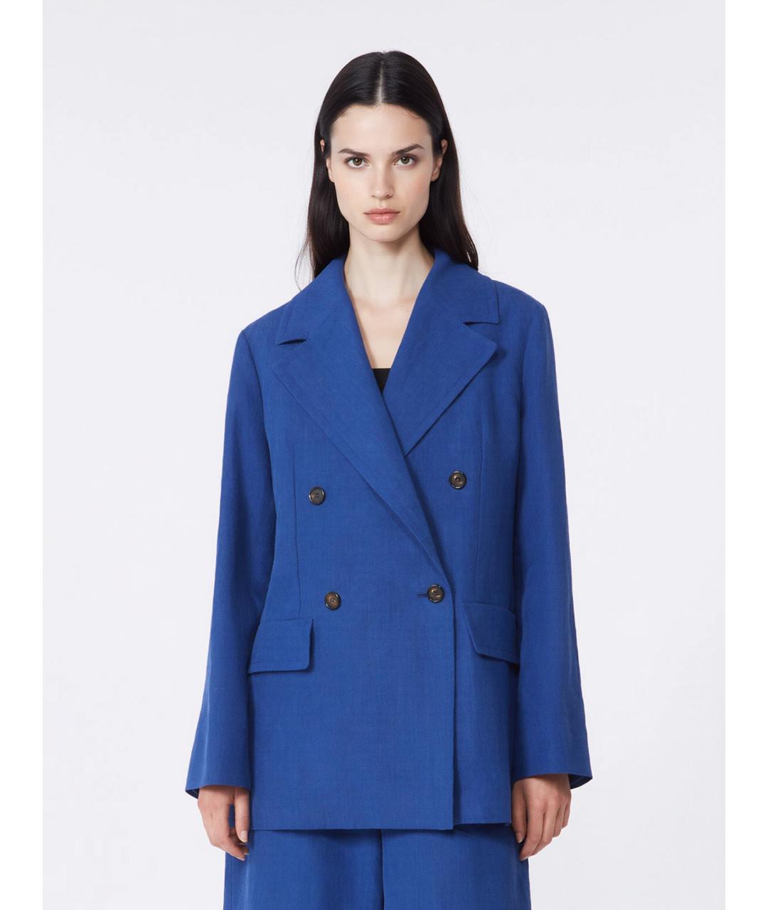 'S MAX MARA Синяя льняная куртка, фото 4