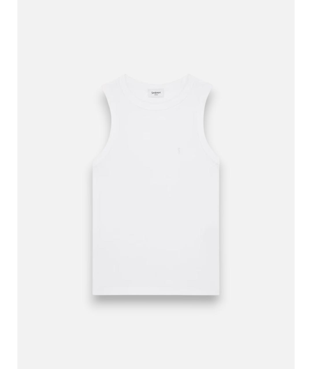 SAINT LAURENT Белая хлопковая майка, фото 3