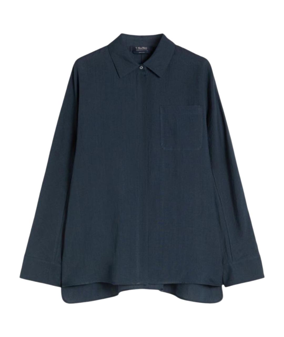 'S MAX MARA Синяя льняная рубашка, фото 1