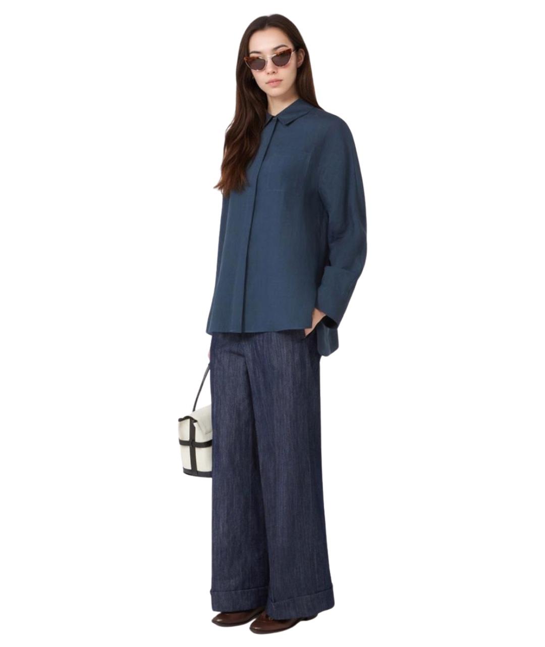 'S MAX MARA Синяя льняная рубашка, фото 2
