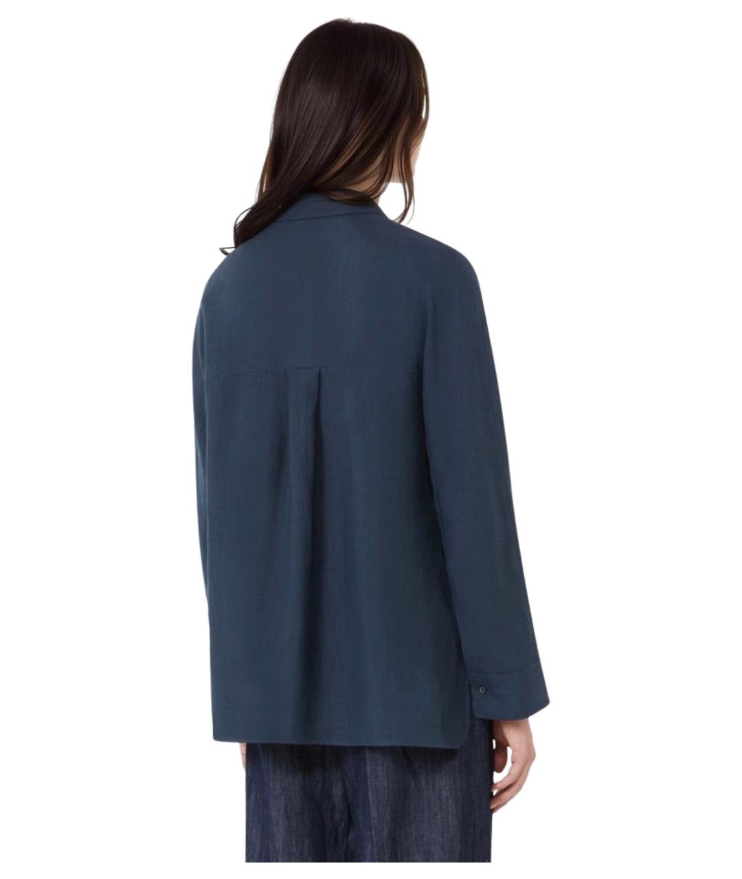 'S MAX MARA Синяя льняная рубашка, фото 4