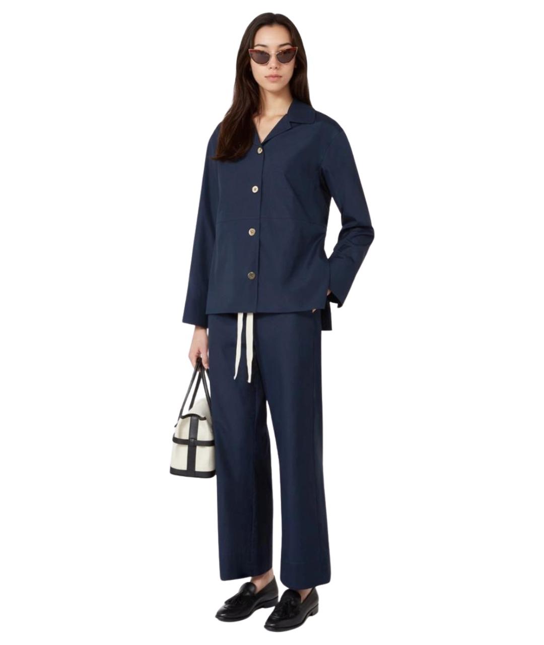 'S MAX MARA Темно-синие хлопковые прямые брюки, фото 2