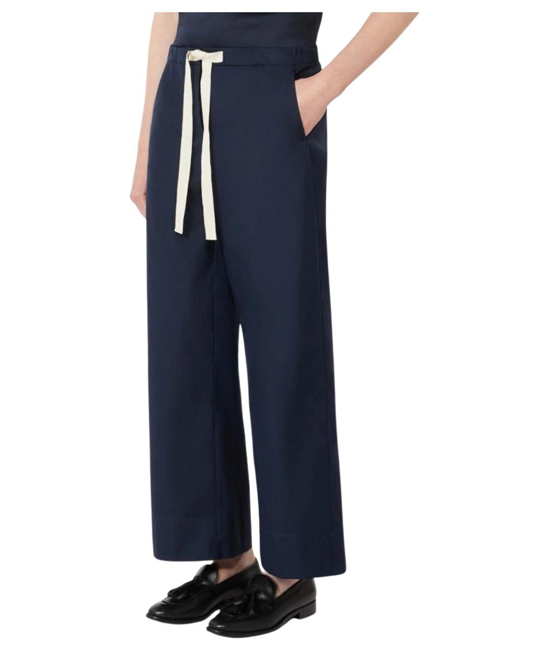 'S MAX MARA Темно-синие хлопковые прямые брюки, фото 3
