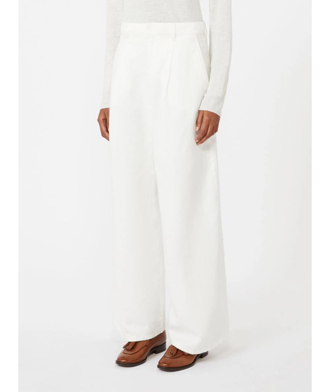 'S MAX MARA Белые хлопковые брюки широкие, фото 3