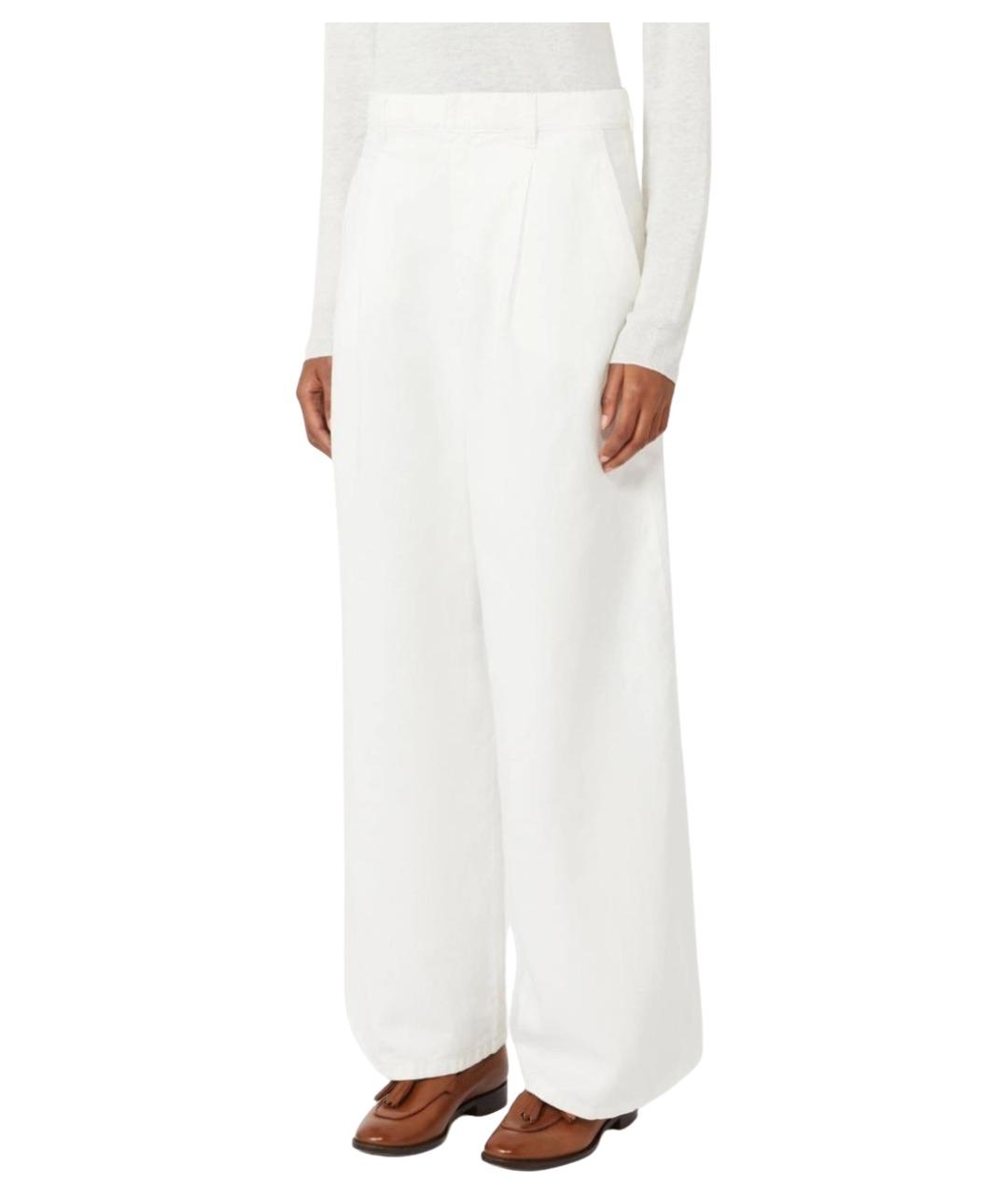 'S MAX MARA Белые хлопковые брюки широкие, фото 3