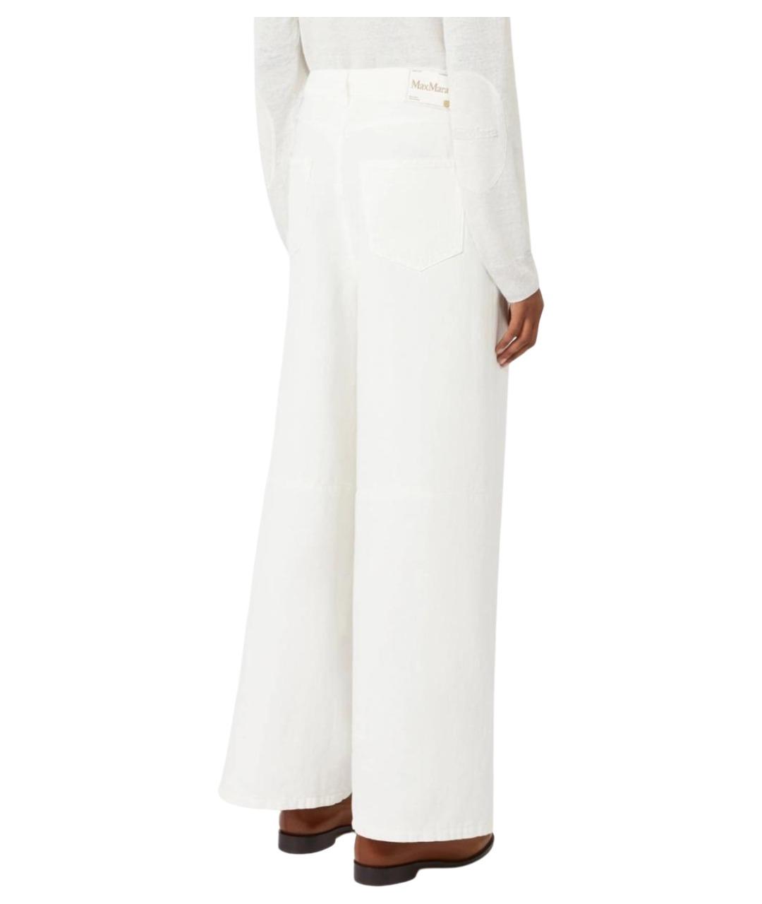 'S MAX MARA Белые хлопковые брюки широкие, фото 4