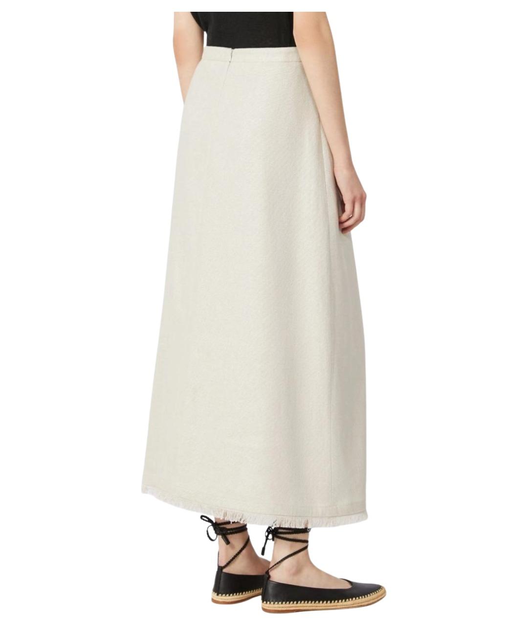 'S MAX MARA Белая льняная юбка миди, фото 4