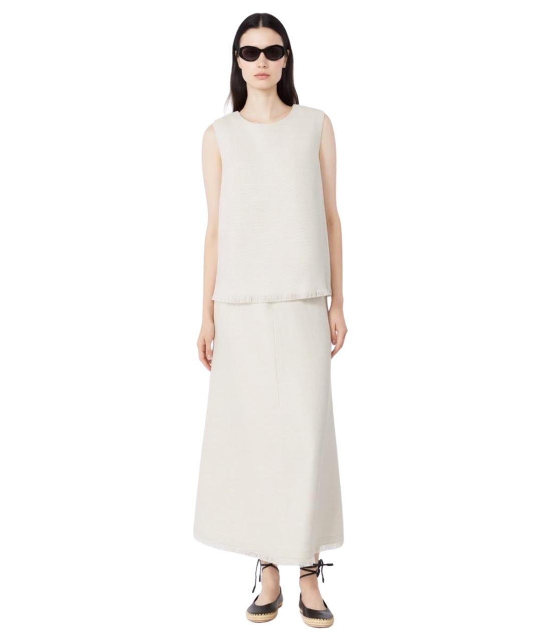 'S MAX MARA Белая льняная юбка миди, фото 2