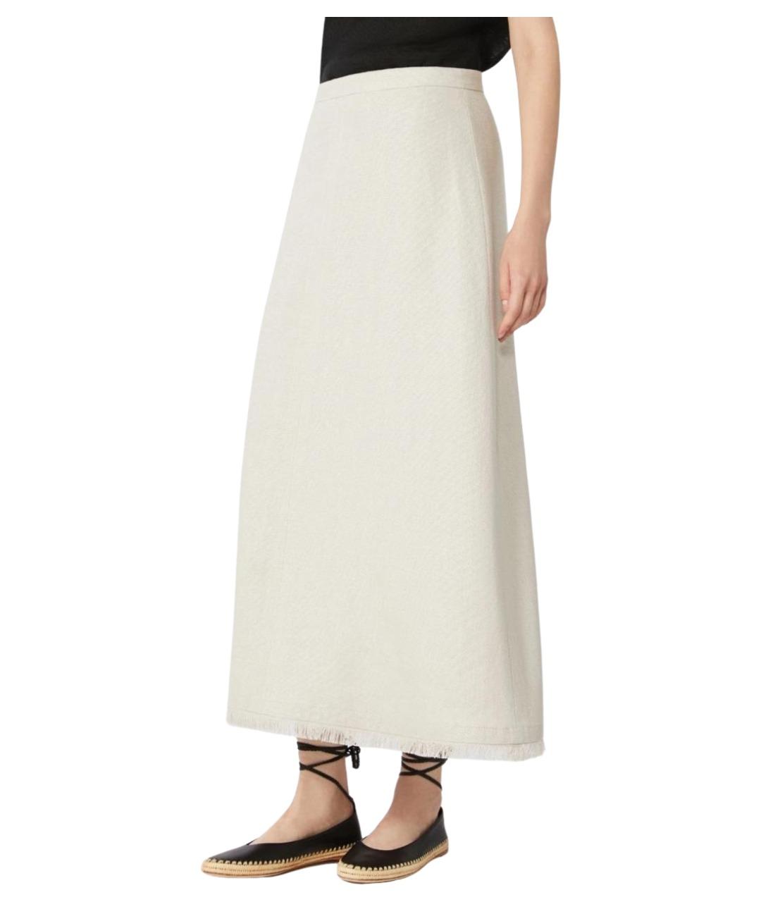 'S MAX MARA Белая льняная юбка миди, фото 3