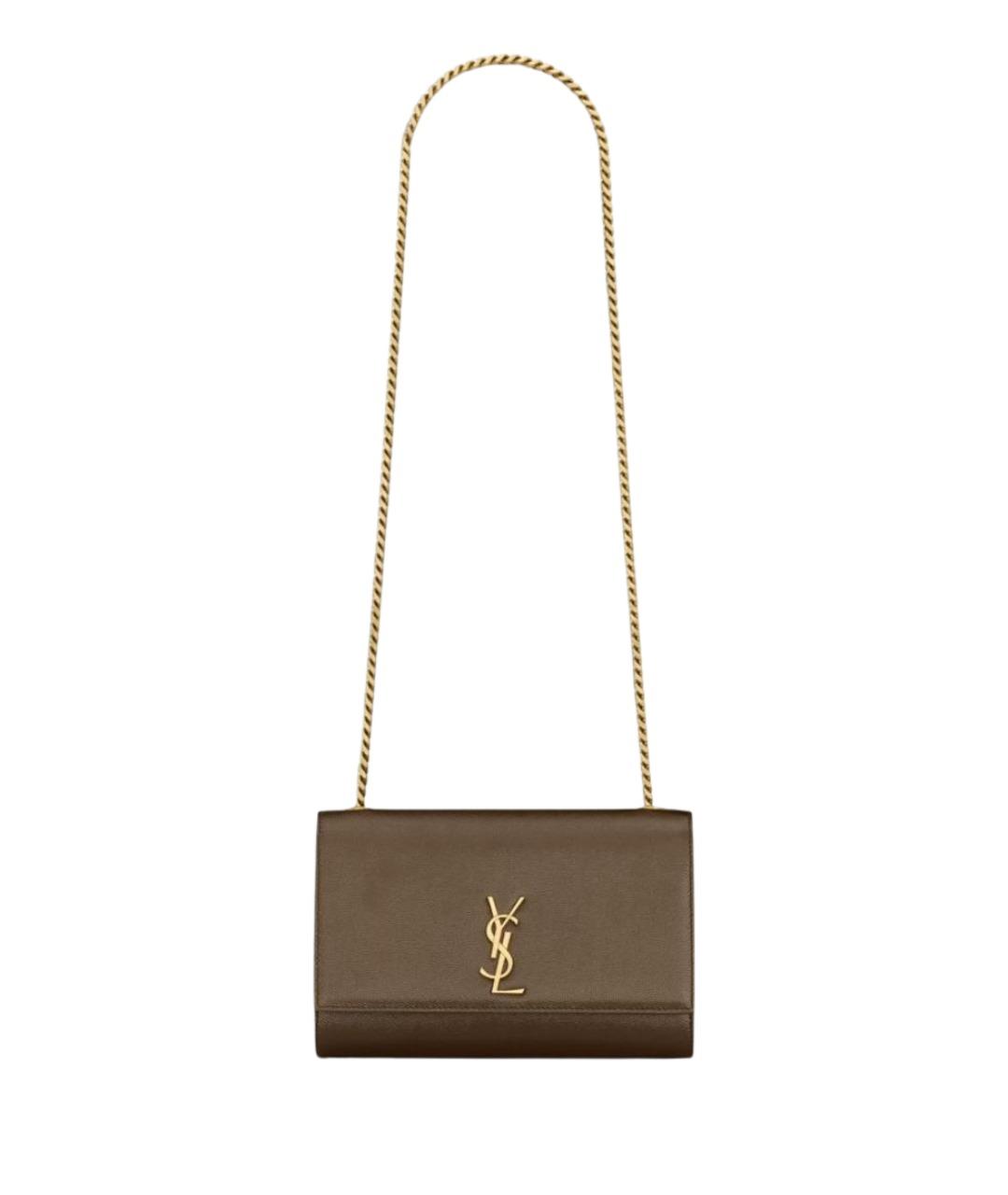 SAINT LAURENT Коричневая кожаная сумка через плечо, фото 1