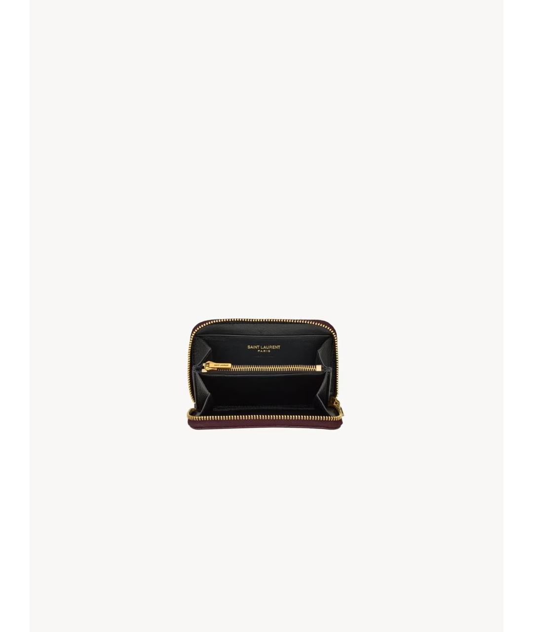 SAINT LAURENT Бордовый кожаный кошелек, фото 3