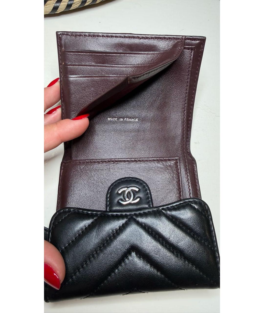 CHANEL Черный кожаный кошелек, фото 4